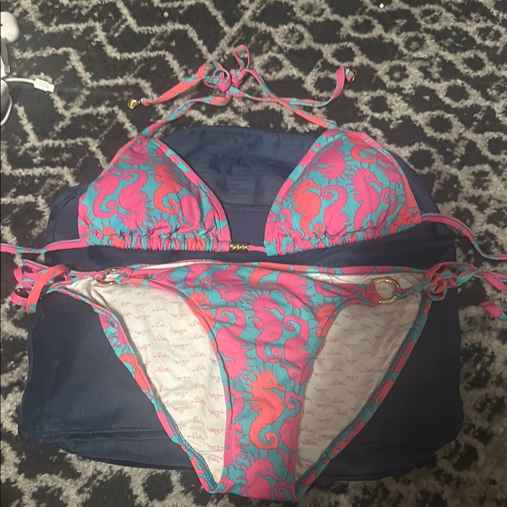 Lilly Pulitzer Bikini Swimwear Set with Seahorse Design